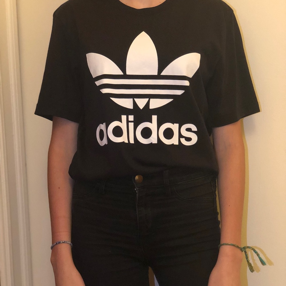 adidas black original t shirt trefoil logo